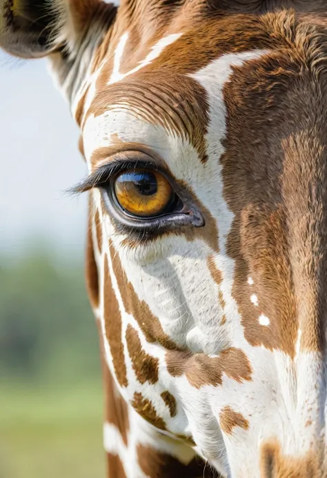 giraffe portrait , with reflection in eye