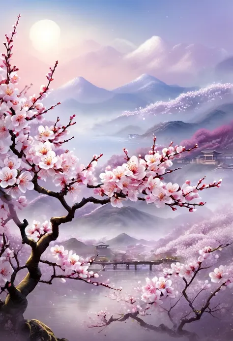 plum blossoms are in full bloom on a spring morning. plum blossoms are blooming on the branches.，blooms with pure white or pink ...