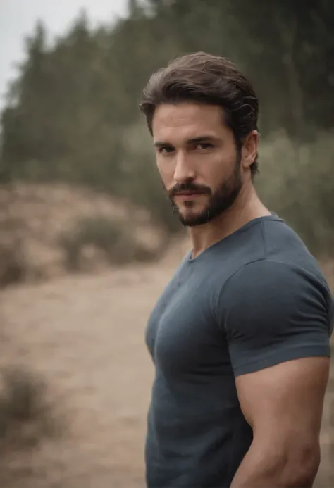 Homem Sigma, critical, barba de cabelo preto, muscular, sorrindo maliciosamente, vestindo terno casual, turco