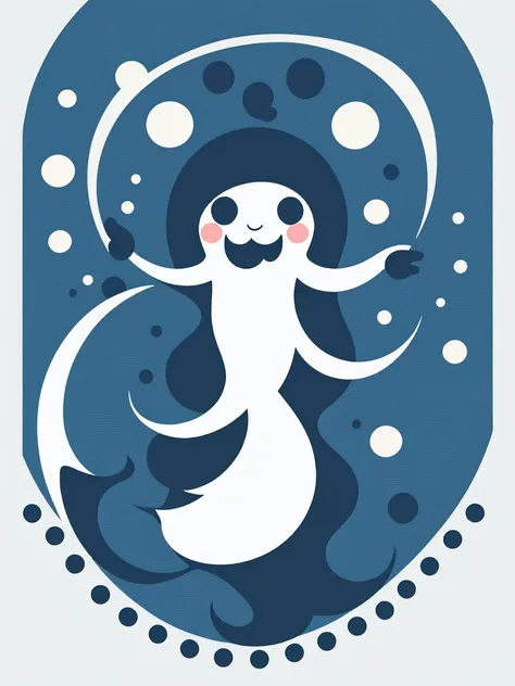 Dancing Ghost in cute dot art style, contrasting color with background, vector art