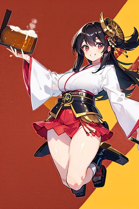 beer salesman　japanese woman　long hair　black hair　smile　mini skirt