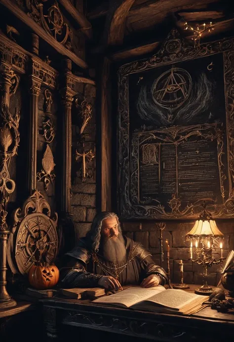 female, (a Witch) is Writing the adventure Diary, dark light, small room of Medieval hotel, masterpiece, best quality, perfect composition, very aesthetic, absurdres, ultra-detailed, intricate details, Professional, official art, Representative work