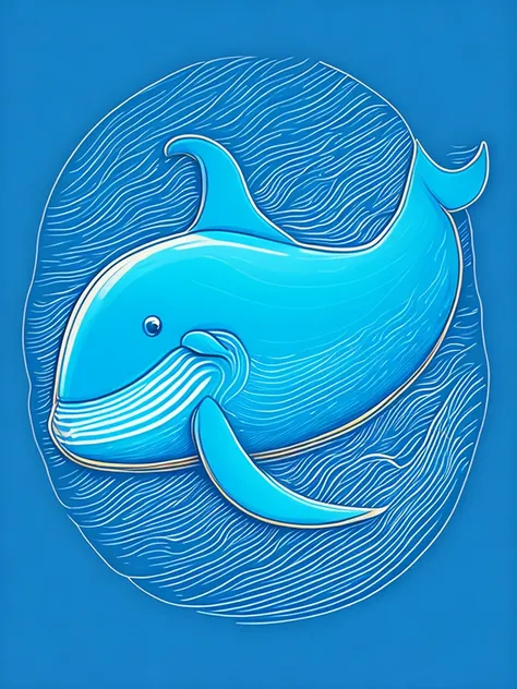 marine animal, the blue whale, childrens book illustration style, high qulity, vector art, lineworks