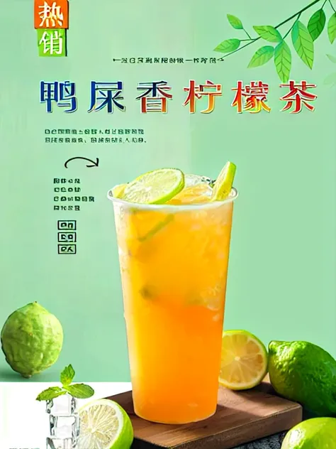 Have a glass of orange juice with lime and lime slices, poster, Ad Image, poster forunlimited juice , drink, food, cover, Promotion poster, made of drink, cold drinks, book cover, ren heng, a poster, It has a lemon peel texture, Promotion, yun ling, List i...