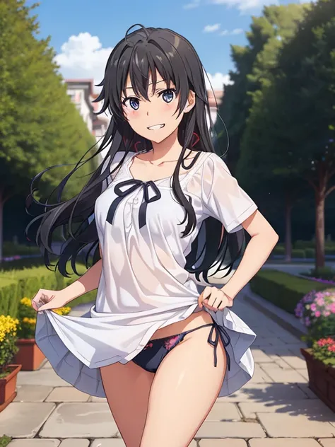 ((masutepiece, Best Quality, hight resolution, nffsw, Perfect Pixel, depth of fields, 4K, )), 1girl in, Solo, , Beautiful anime girl, Beautiful Art Style, 
running:1.3, hands behind back:1.3, garden background, Looking at viewer. 
Perfect body, grin smile,...