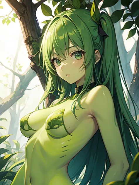 Green skin girl