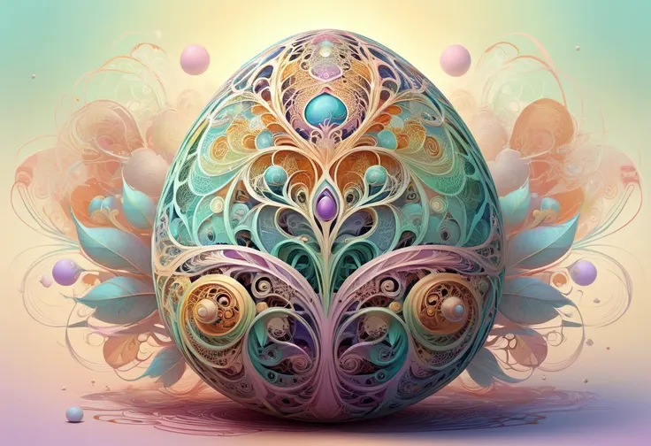 fractal design art on the theme of easter eggs. zen art,complex bizarre,  vector illustration in two dimensions, simplicity of p...