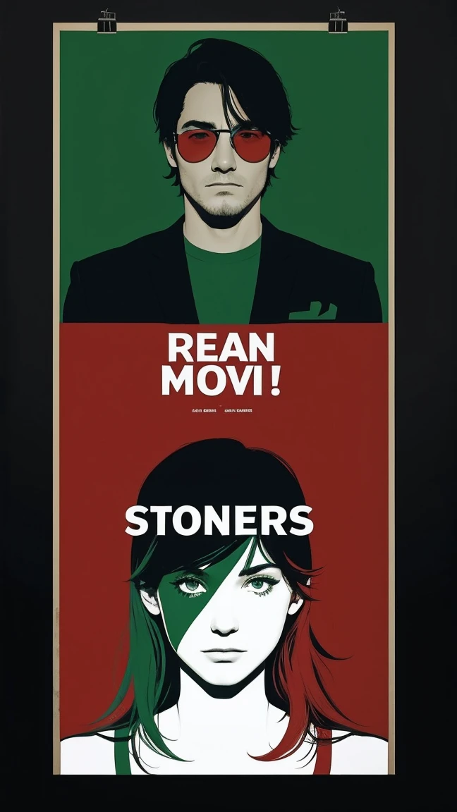 Green and red minimal movie poster about stoners 