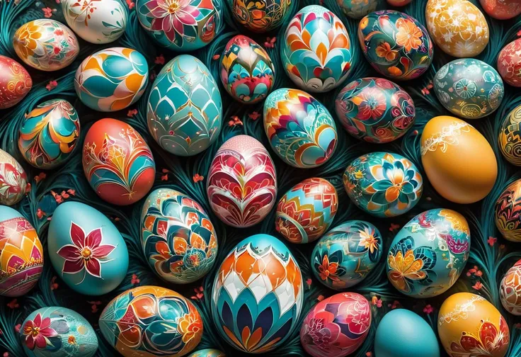 fractal design art on the theme of easter eggs. zen art,complex bizarre, vector illustration in two dimensions, complexity of me...