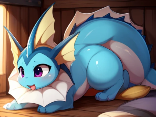 vaporeon, (Feral), (pokemon), (by DAGASI), (by Inno-Sjoa), (by shikaro), (by asaneman), female, ((extremely_wide_excessively_massive_hyper_hips)), tounge_out, (massive_plump_hyper_pussy), Exaggerated_tiny_digitigrade_paws, Laying_Unbelievably_large_eggs, e...