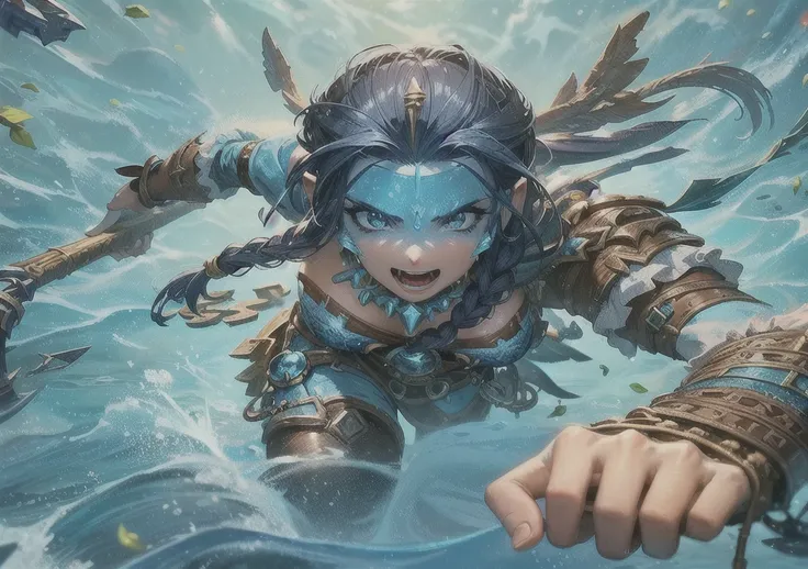 a close-up of a woman in a blue outfit floating in the water, hearthstone card artwork, Arte do jogo de cartas Hearthstone. ”, Arte do jogo de cartas Hearthstone, hearthstone card art, Arte oficial de Hearthstone, artgerm julie bell beeple, arte inicial de...