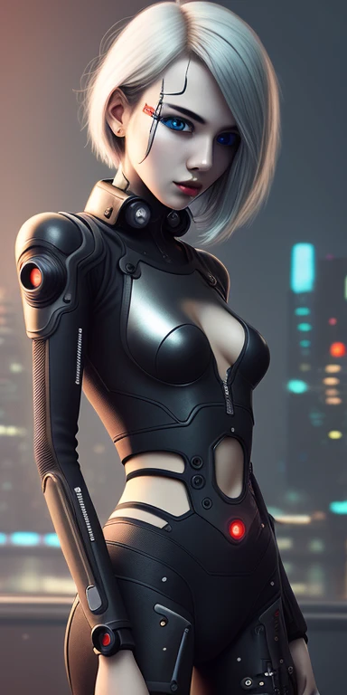 highest quality、highest resolution、girl、silver hair、charming eyes , cyberpunk style,alone,arms、22 years old、laser gun、planet