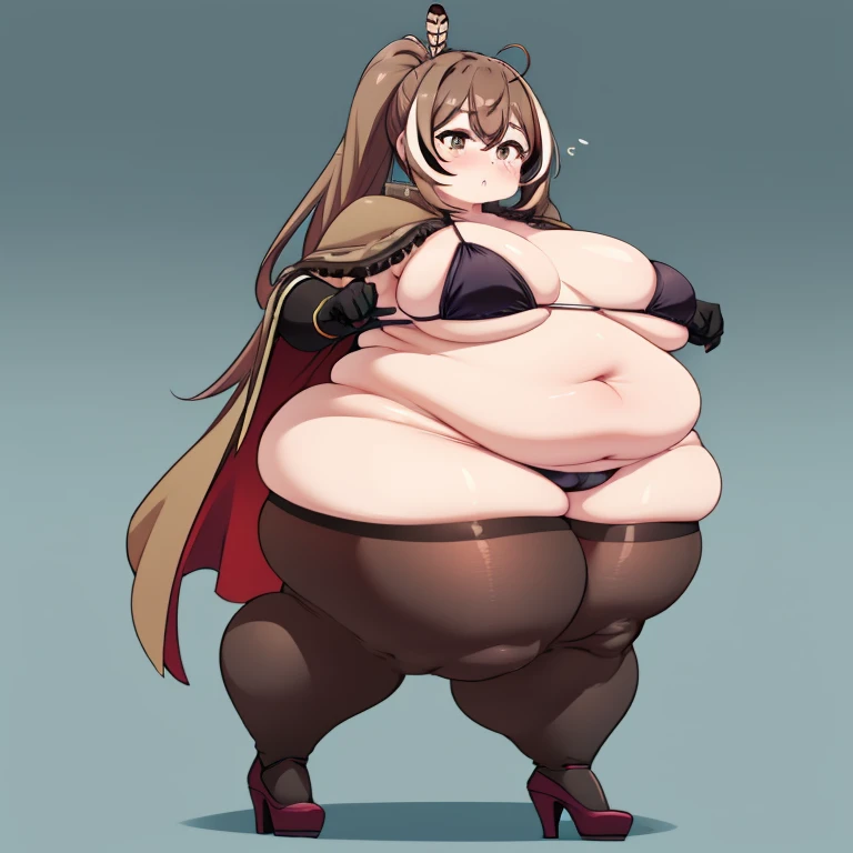 1girl, top heavy figure, (((incredibly big chest))), ((saggy chest)), plump, incredibly plump, ((big belly)), (((big tits))), pout, embarassed, wide, (((obese))), (((fat))), ((love handles)), double chin, out of shape, obese, fatty, shortstack, short woman...