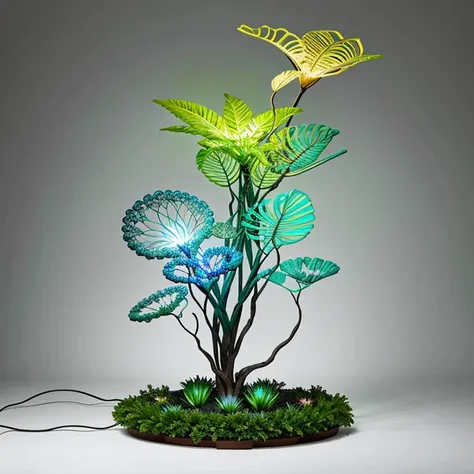 Glowing, mesmerizing plant sculptures blending plants, technology, and light.