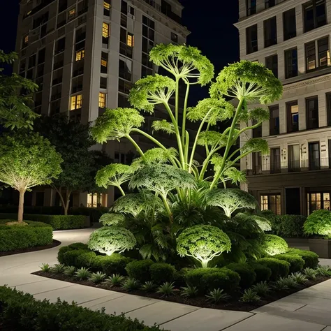 Innovative, captivating plant installations merging plants, technology, and illumination.