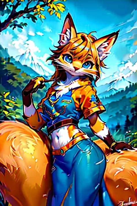 (best quality,4k,8k,highres,masterpiece:1.2),ultra-detailed,realistic:1.37,chico (boy),gato (cat) with long and tousled fur, young,Joven, in the mountains (in the mountains) con ropa cool (with cool clothes), ojos azules (blue eyes), un cuadro (a painting)...