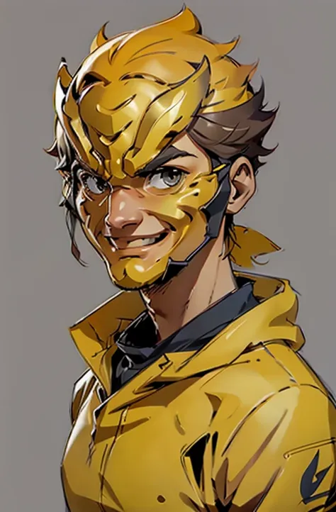 concept art versions ,cool yellow mask,smile