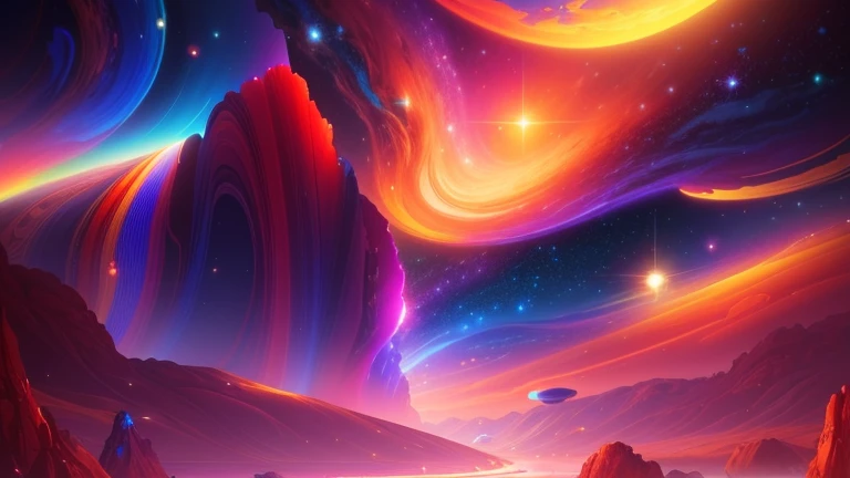 Colorful landscape with a river and distant planets, just a joke, Beautiful art UHD 4K, 4K high-definition digital art, 4k detailed digital art, Amazing artwork in 8K, space landscape, awesome wallpaper, 4K HD illustration wallpaper, digital art 4k, digita...