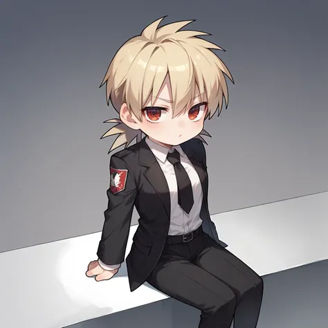 score_9, score_8_up, score_7_up, source_anime, solo, 1girl, hellsing, formal, suit, black jacket, black necktie, long sleeves, black pants, fumo (doll), chibi, sitting