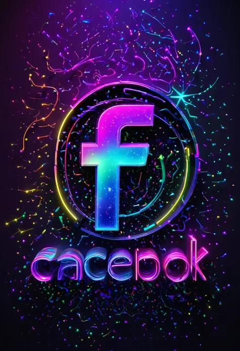 Holography,draw in neon colors(Facebook logo))transparent,three-dimensional,Light,Science fiction,Digital art,Digital,scientific,dark background:electronic circuitry:draw in neon colors,3D,masterpiece,,energy,beautiful,best masterpiece,8k,the light,detaile...