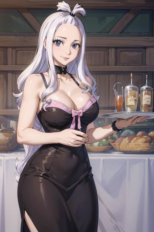 (best quality,4k,8k,highres,masterpiece:1.2),ultra-detailed,realistic,photorealistic:1.37, Mirajane Strauss with a beautiful smile wearing a sexy bodycon dress 