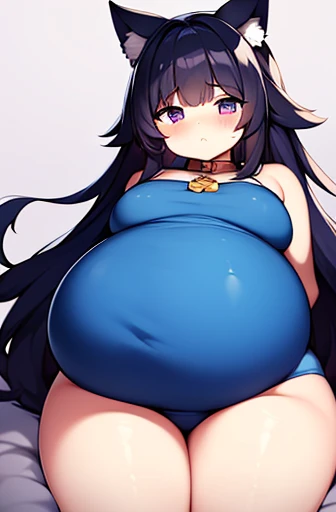 pregnant with many girls, Have cat ears,Pregnant, childbirth, work, Handcuffed hands、A belly so huge that it can&#39;t exist in reality、Belly on the verge of bursting、wearing a collar、on the bed、Looks very painful、small face、Giant belly、Big belly、、masterpi...