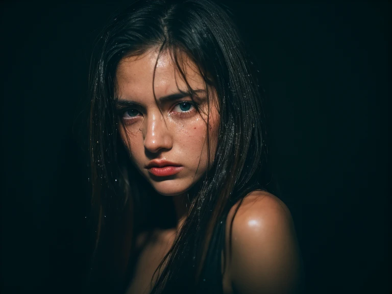 Best quality, masterpiece, ultra high res, (photorealistic:1.4), raw photo, 1girl,
wet hair, wet body, water drop on the skin, directed by shane mcmellen, in the style of neon-lit pop art, photo taken with ektachrome, distorted portraiture, surreal sculptu...