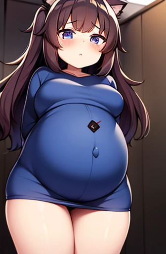 pregnant with many girls, Have cat ears,Pregnant, childbirth, work、A belly so huge that it can&#39;t exist in reality、Belly on the verge of bursting、Stuck inside a cramped school metal locker、Looks very painful、small face、Giant belly、Big belly、、masterpiece...