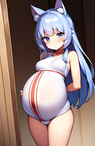 pregnant with many girls, Have cat ears,Pregnant, childbirth, work、A belly so huge that it can&#39;t exist in reality、Belly on the verge of bursting、It&#39;s inside a small metal locker at school.、Looks very painful、small face、Giant belly、Big belly、、master...