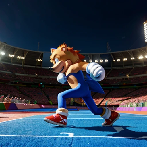 Sonic in the Olympics games against bowser