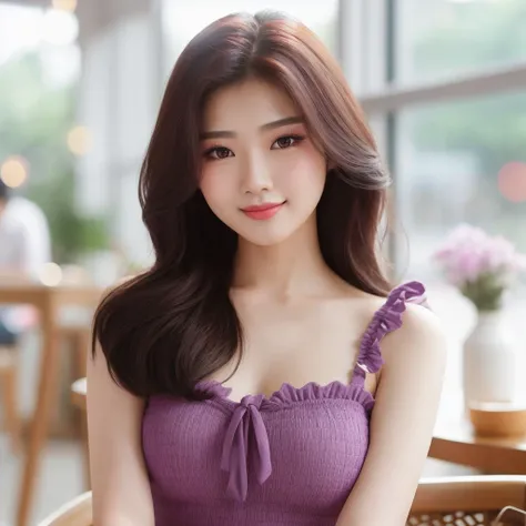 araffe asian woman in a purple dress sitting in a chair, gorgeous young korean woman, beautiful south korean woman, beautiful young korean woman, korean girl, beautiful asian girl, korean womens fashion model, korean woman, asian girl with long hair, beaut...