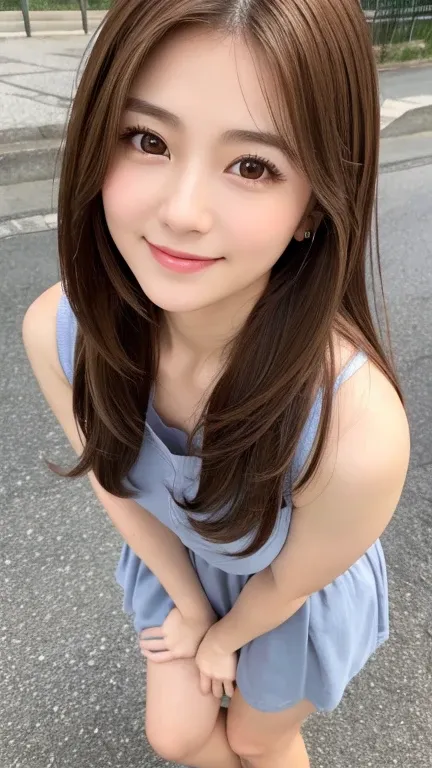 brown hair,medium hair,Female in her early 20s, small nose, with the correct look, Cute natural smile, Japanese facial features, Clean and cute face, cute realistic portrait, asian face, 8k photo, soft makeup,natural skin texture,Raw photo,highest quality,...