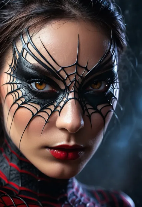 Close-up photo portrait of a spider woman, atmospheric scene, masterpiece, Best quality, (detailed beautiful face, detailed skin texture, ultra detailed body:1.1),