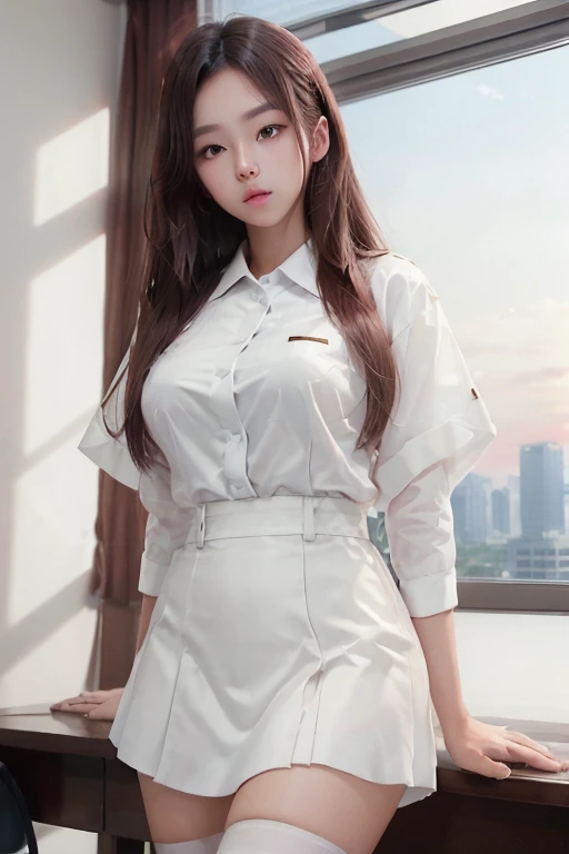 top-quality, ​masterpiece, high-detail, 16k picture quality, beautiful , light brown medium hair, beautiful eyes of light brown,...