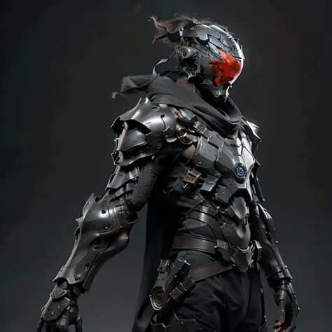 ninja in futuristic armor, stable diffusion helmet