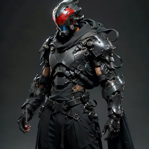 ninja in futuristic armor, stable diffusion helmet