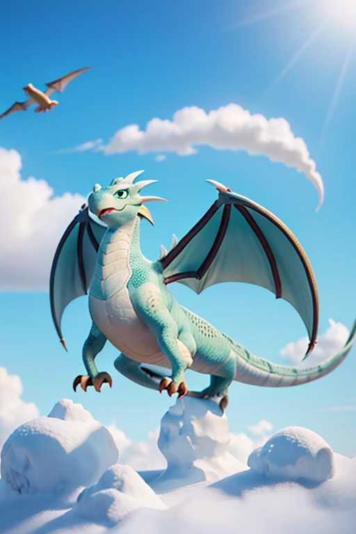 Em uma terra distante, cercada por montanhas cobertas de neve, There lived a dragon named Drago. Drago was different from other dragons, pois em vez de desejar tesouros ou conquistas, he dreamed of flying through the skies, free as a bird.