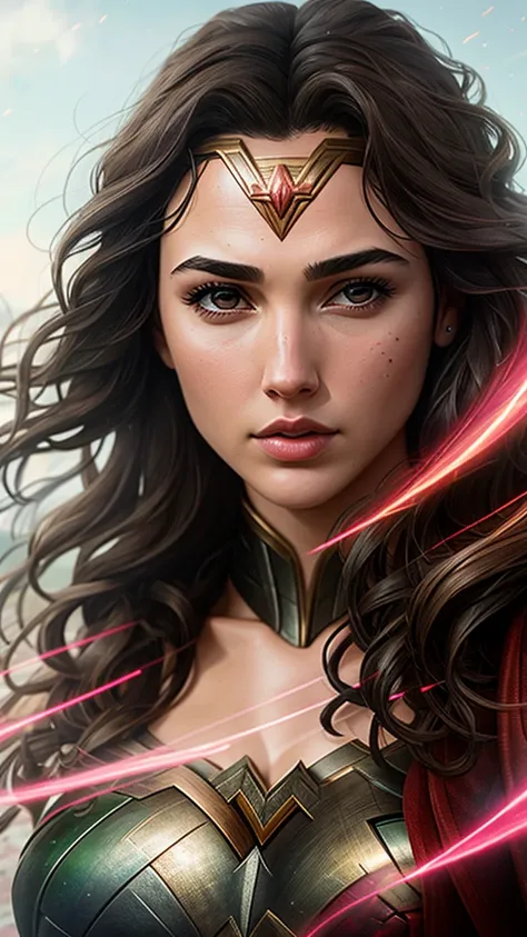 close up photo of Gal Gadot, (rose) digital art, official art, blown by the wind, masterpiece, beautiful, paint splatter, intricate detail. Great detail, [dripping:0.7], Trending on Artstation, Rachel Walker