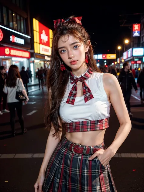 Y2k fashion, y2k outfit, vibrant night urban city scene, immersed in the vibrant atmosphere of a urban city. The urban city scene is alive, a lively urban city,  and people having fun because urban city, capturing the spirit of urban city, urban city, and ...