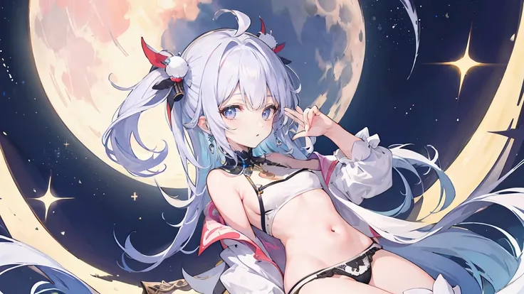 highest quality，,big moon，ultra high resolution，best details，small breasts,8k,Panty shot