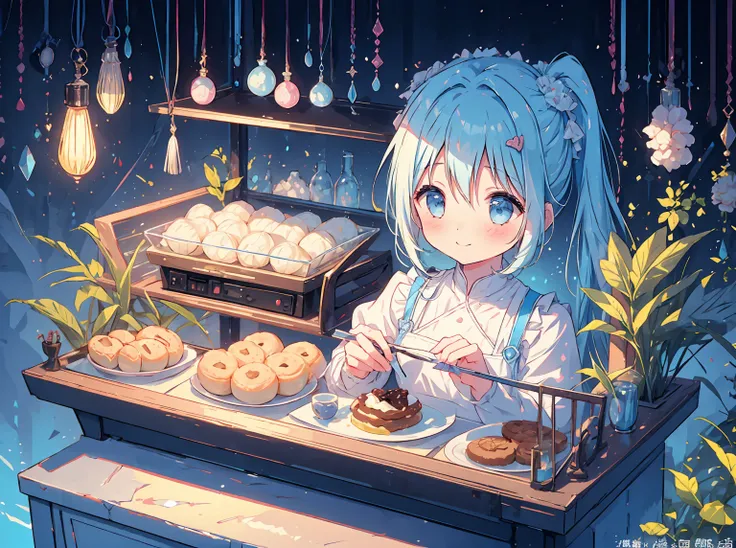 masterpiece, best quality, extremely detailed, (illustration, official art:1.1), 1 girl ,(((( light blue long hair)))), light blue hair, ,10 years old, long hair ((blush)) , cute face, big eyes, masterpiece, best quality,(((((a very delicate and beautiful ...