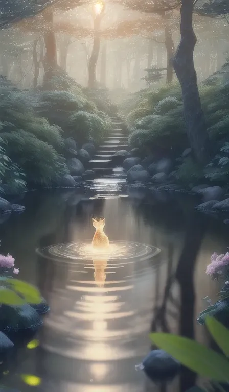 masterpiece, best quality, (Very detailed CG unified 8k wallpaper), (best quality), (Best Illustration), (best shade), glow elf, and a glowing deer, drinking water in swimming pool, nature元素 in the forest theme. mysterious forest, beautiful forest, nature,...