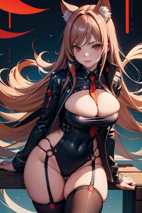 ((highest quality)), ((masterpiece)), (very detailed: 1.3) rapid def girl, red eyes, Nikkei anime with very big breasts and big tail bewitching thighs playing DJ console with aliquor at cyberpunk electronic party, Cyberpunk Dark Fantasy 8K Octane Trend, el...