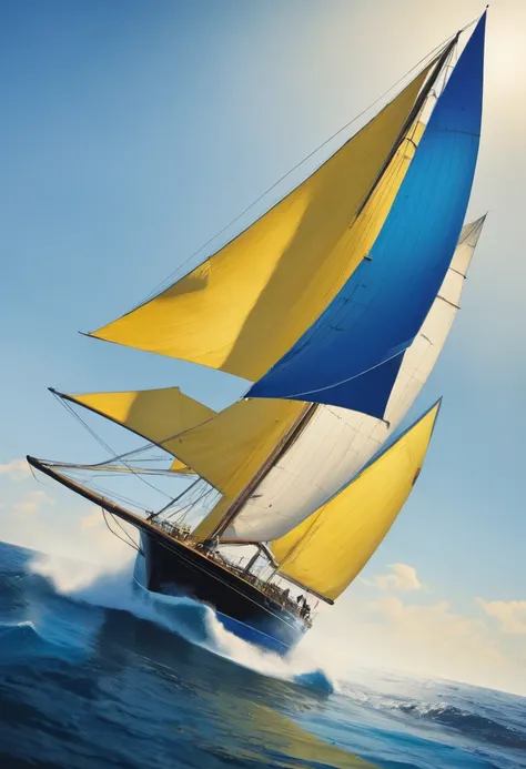 scenecy，Protecting the oceans，blue and yellow sails