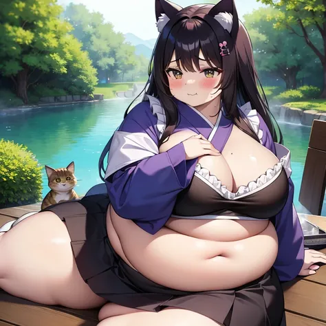 （masterpiece、best quality、super quality、perfect anatomy、detailed、intricate details、Impeccable attention to detail、Superb execution、Beautiful big breasts、upscale、Perfect workmanship、expressive art：1.3），（fat、chubby、Plum：3.45）， 2 girls， black hair color hair,...