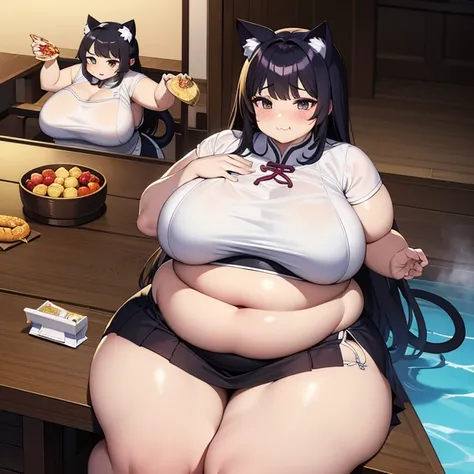 （masterpiece、best quality、super quality、perfect anatomy、detailed、intricate details、Impeccable attention to detail、Superb execution、Beautiful big breasts、upscale、Perfect workmanship、expressive art：1.3），（fat、chubby、Plum：3.45）， 2 girls， black hair color hair,...