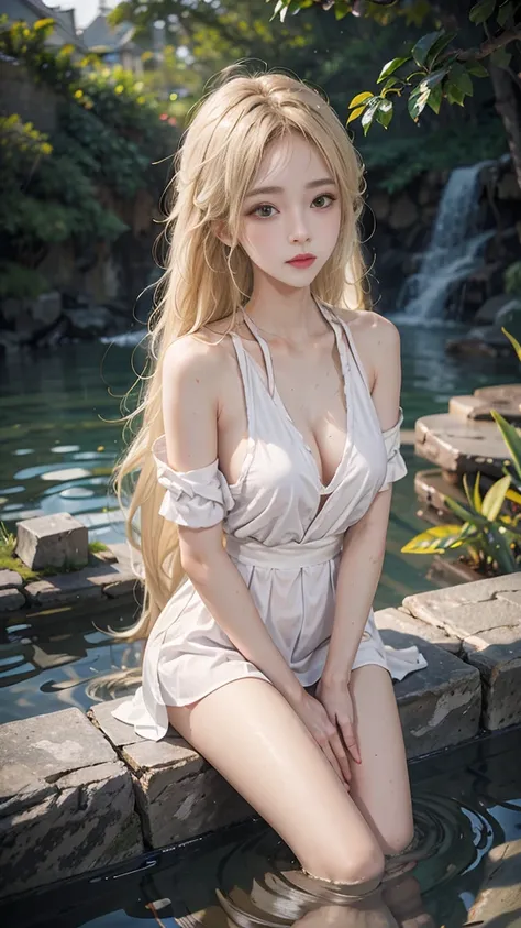  Beloved, laborious skin, 
laborious long blonde hair, dress peek, bathing in 역광, opening targetons,
 opening shirt, showing the gap, 
laborious, smart, sexy woman,beautiful face, 
 Godrei, snug, wet skin, hazy,
 golden hour, erotic mood, alone, countrysid...