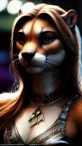 High detail, film, cinematic, realistic, masterpiece, sexy girl, cyberpunk town, neon, downpour, rain, otter furry, jewels, long detailed hair, (luxury clothes), (solo), face closeup, brown fur, (photorealistic:1.4), high detail, realistic, cgi, photoreali...