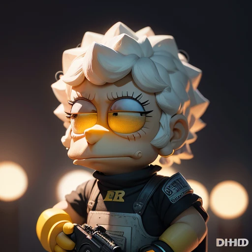 [bart simpson with the expression of "esmague o rosto no vidro", holding a pistol in his left hand (modo de bokeh)], mais alta q...