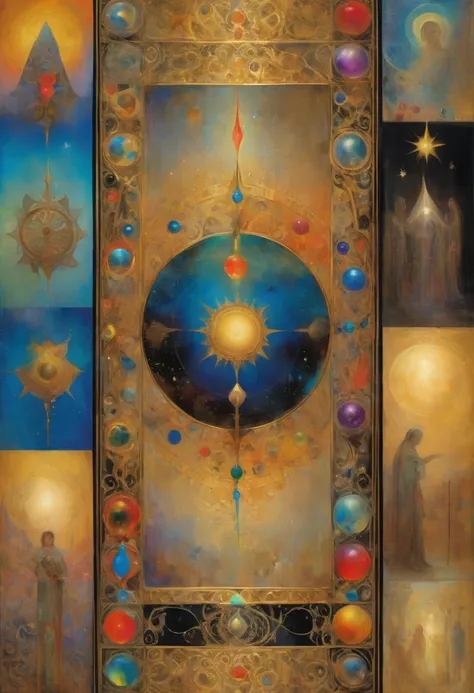 Tarot card border, by Odilon Redon, best quality, masterpiece, very aesthetic, perfect composition, intricate details, ultra-detailed